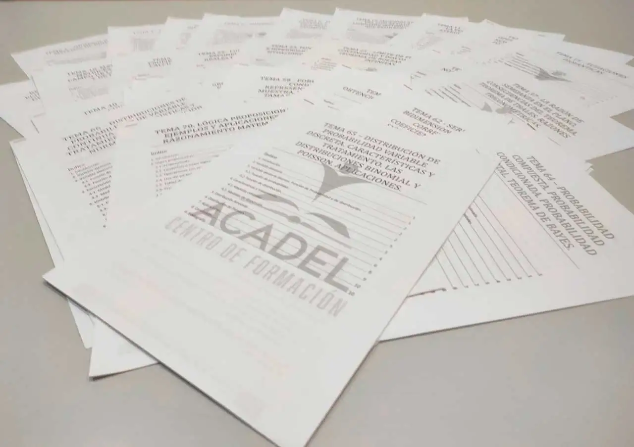 Temario de Acadel de oposiciones de matemáticas de secundaria